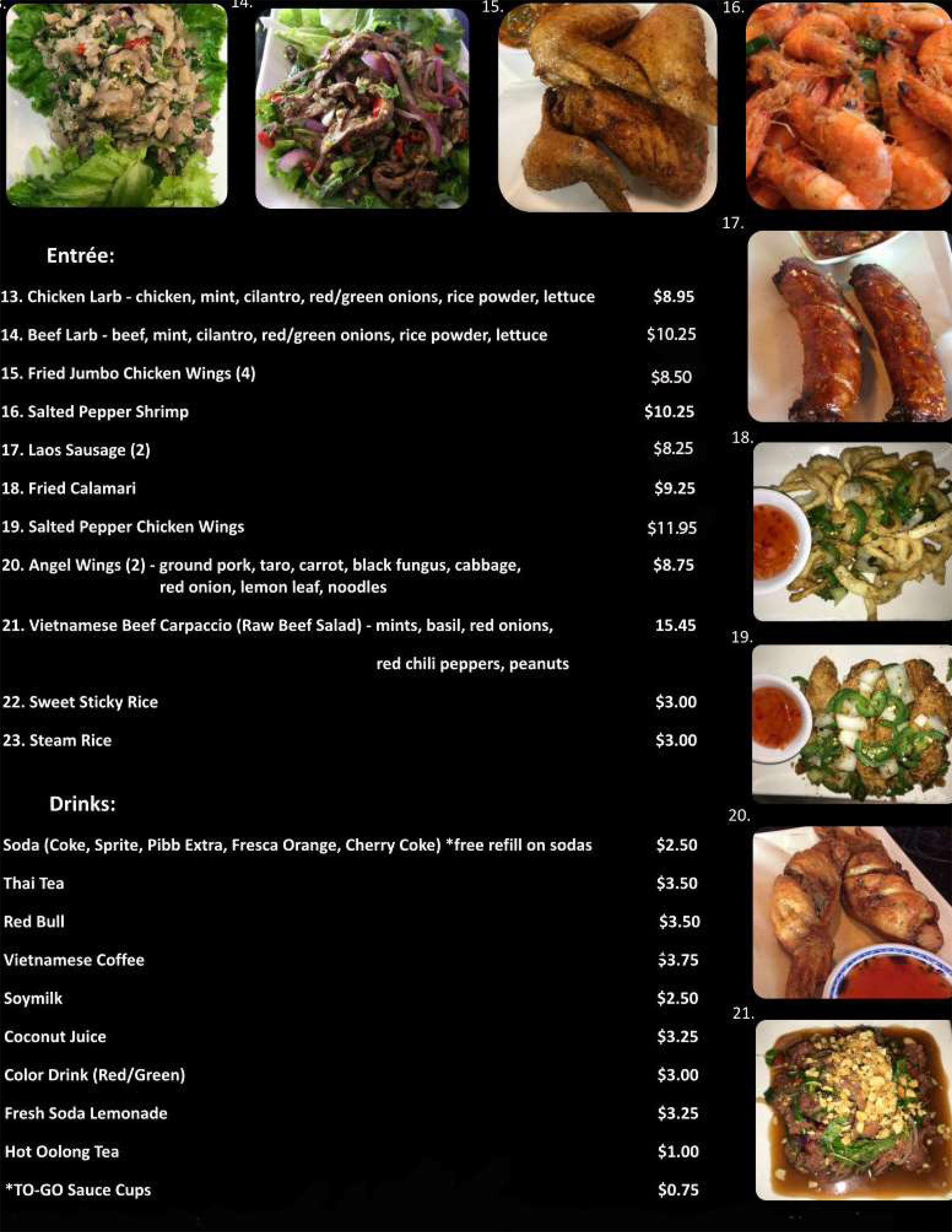 Menu the spot